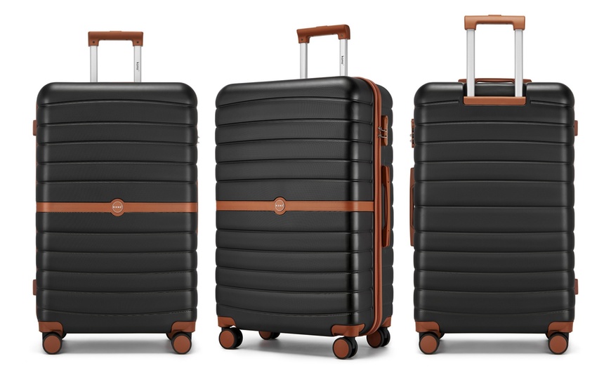 Image 8: KONO Stylish Stripe Design Suitcase with Spinner Wheels