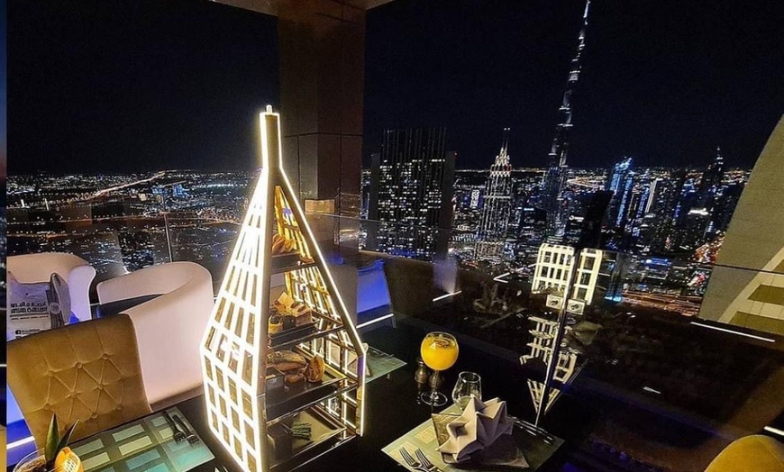 Image 1: 2-Course Meal with Beverages for 1, 2, or 4 with Views from 75th Floor