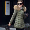Image 6: Big Fur Collar Slim Mid-length Women’s Cotton Coat