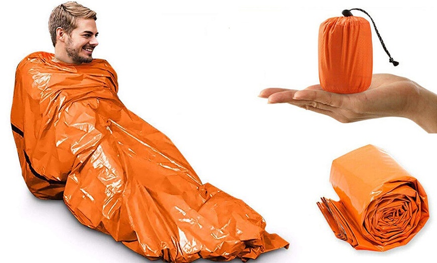 Image 2: PE Emergency Sleeping Bag Thermal Waterproof Outdoor Survival Camping Bag