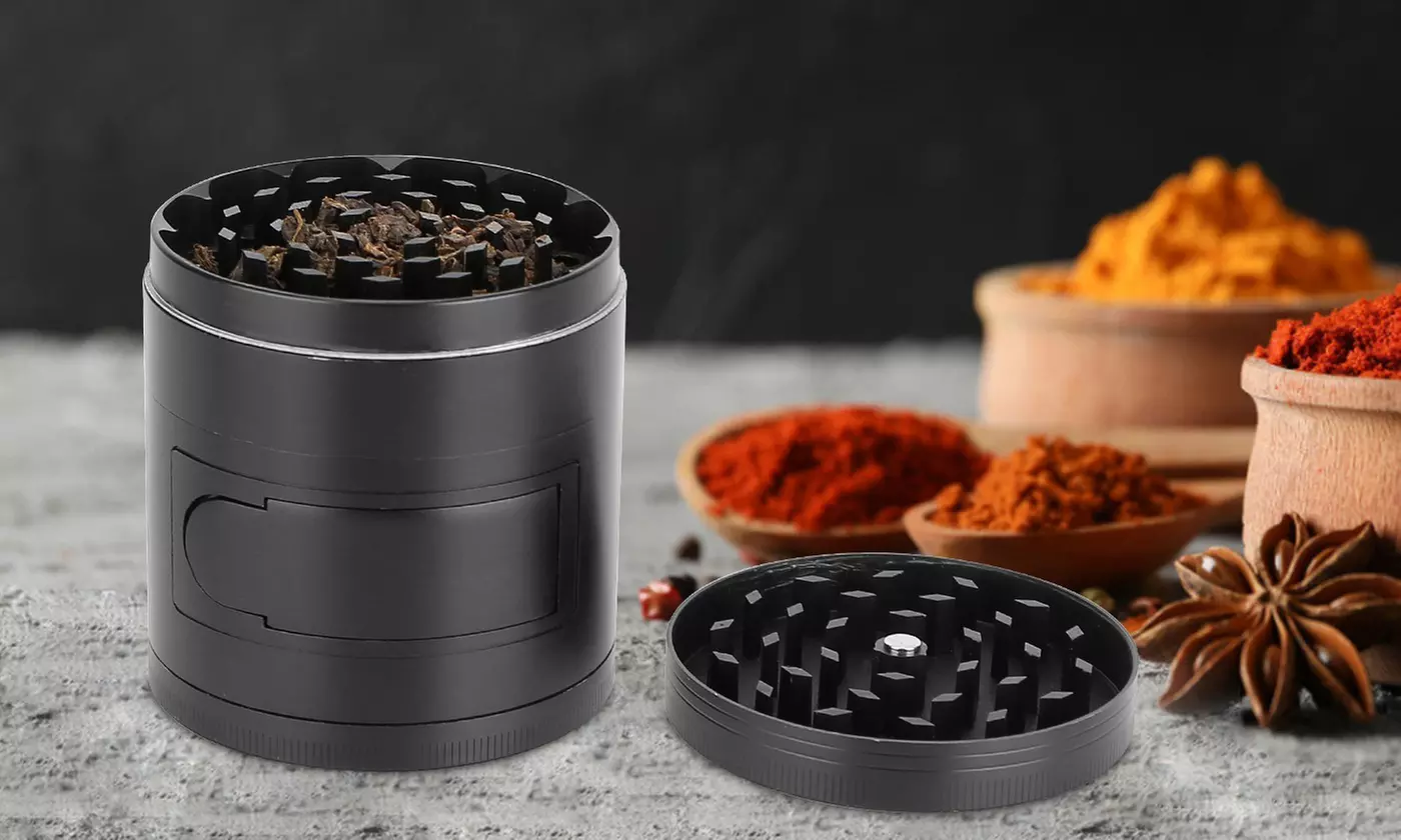 iMounTEK 4-Piece Herb Spice Tobacco Grinder with Window & Scraper