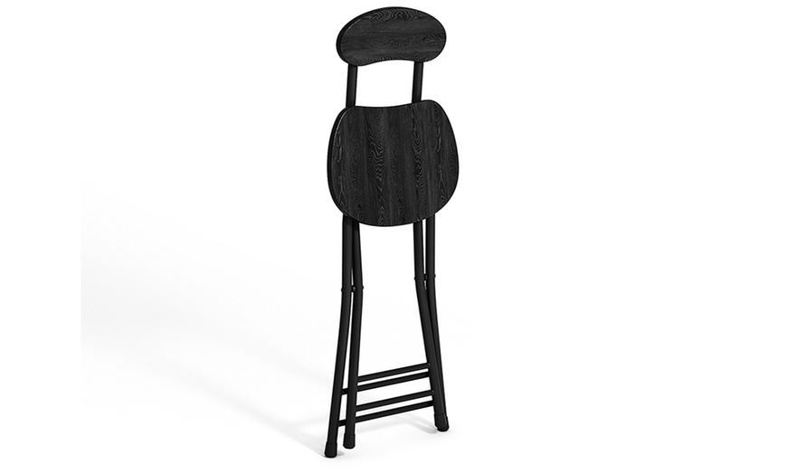 Image 4: Set of Four Compact Wooden Folding Chair with Metal Legs