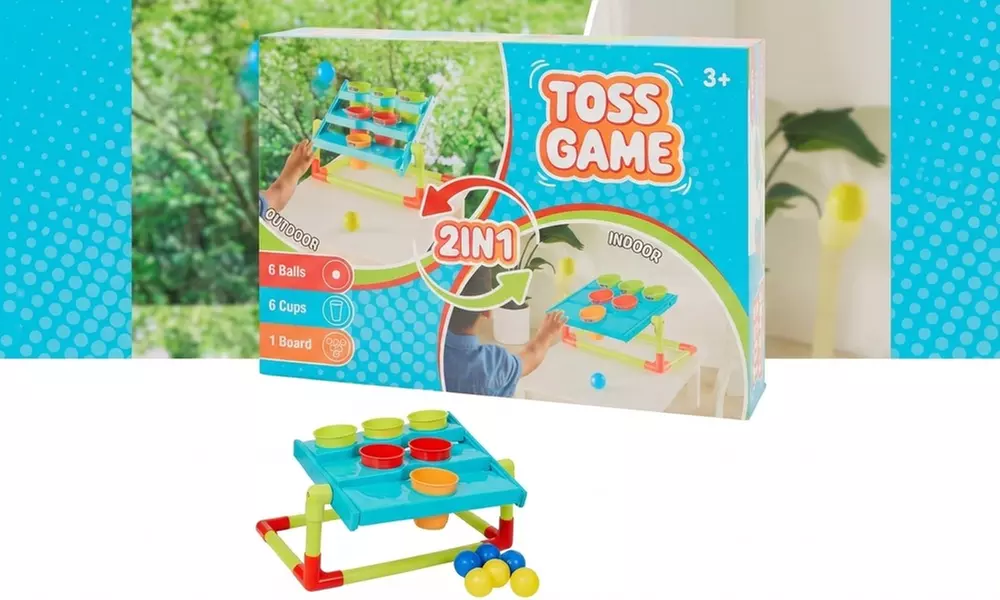 2-in-1 Ball Bouncing Cup Game Party Pong Toss Game for Kids