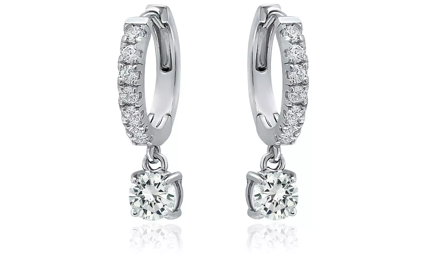 Crystal Huggie Hoop Drop Earrings Made With Crystals From Swarovski