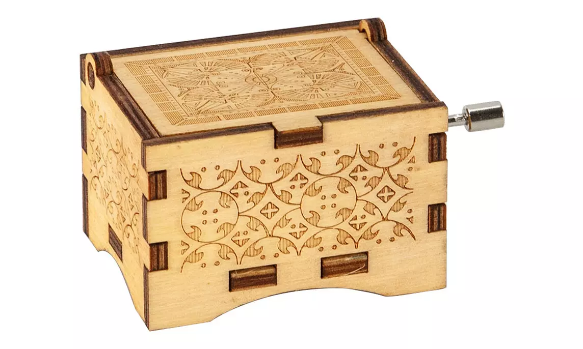 Birthday Gift Music Box You Are My Sunshine Engraved Hand Crank Wooden Music Box