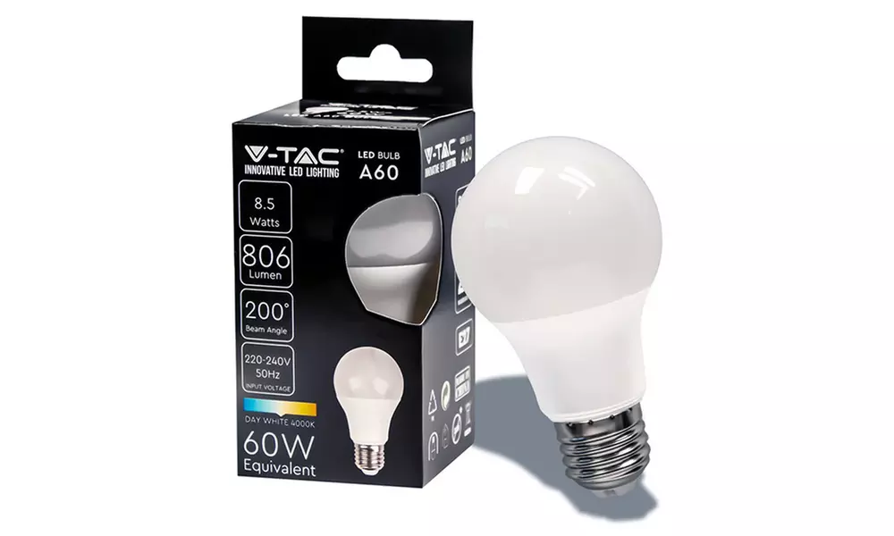 Set da 10 V-TAC lampadine LED E27 8,5W A60