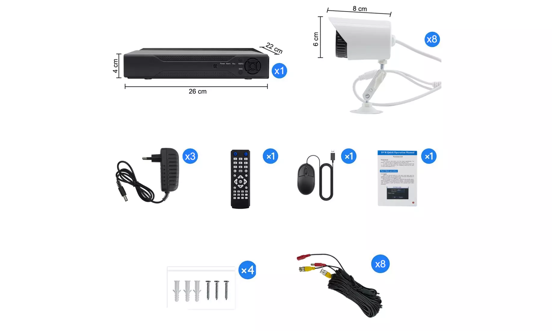 Videoüberwachungs-Set mit 8 Kameras