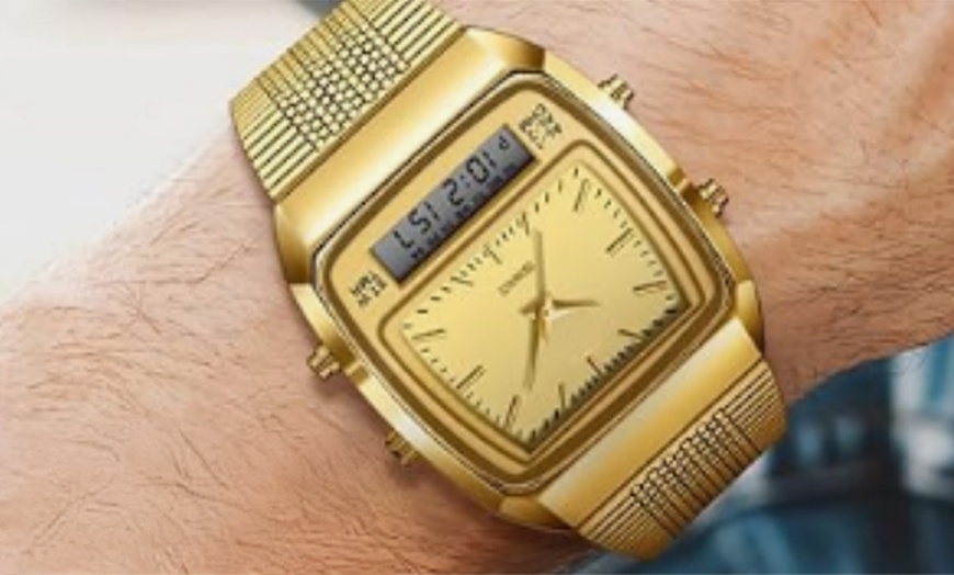 Image 6: Men's Luminous Dual-Display Quartz Watch