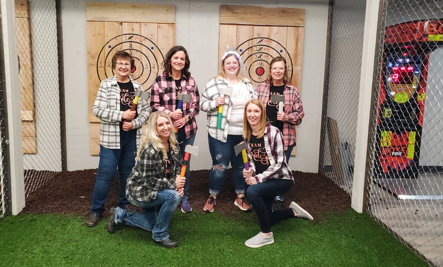 Image 1: 60-Minute or 2-Hours Axe Throwing for Two, Four, Six, or Eight People