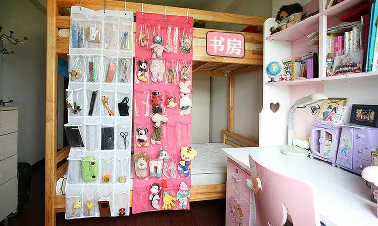 1-2 Pack 24 Wide Pockets Over the Door Shoe Organizer Hanging Shoe Holder