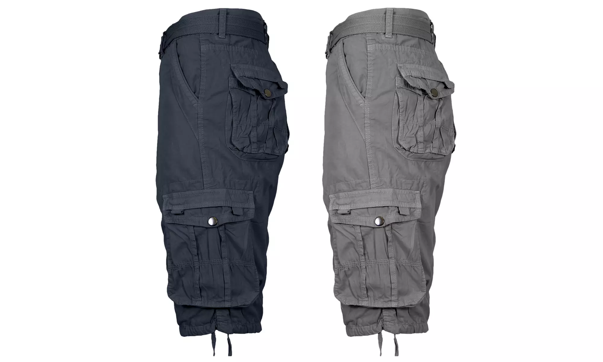 2-Pack Men's Distressed Cotton Cargo Belted Shorts (Sizes, 30-42)