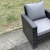 Image 5: 6-Seater Rattan-Effect Sofa Set with Gas Firepit Dining Table 