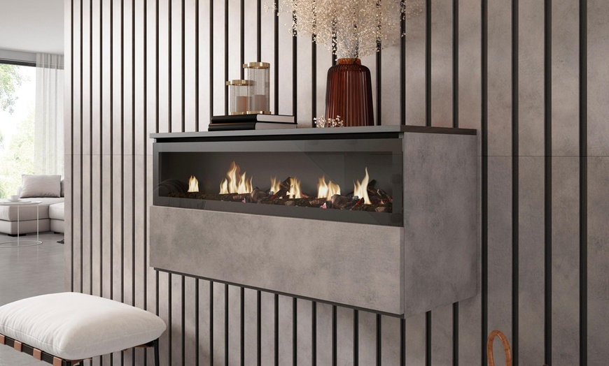 Image 6: Elektrischer LED-Kamin COZY mit 3D-Feuereffekt, opt. mit Hängeboard