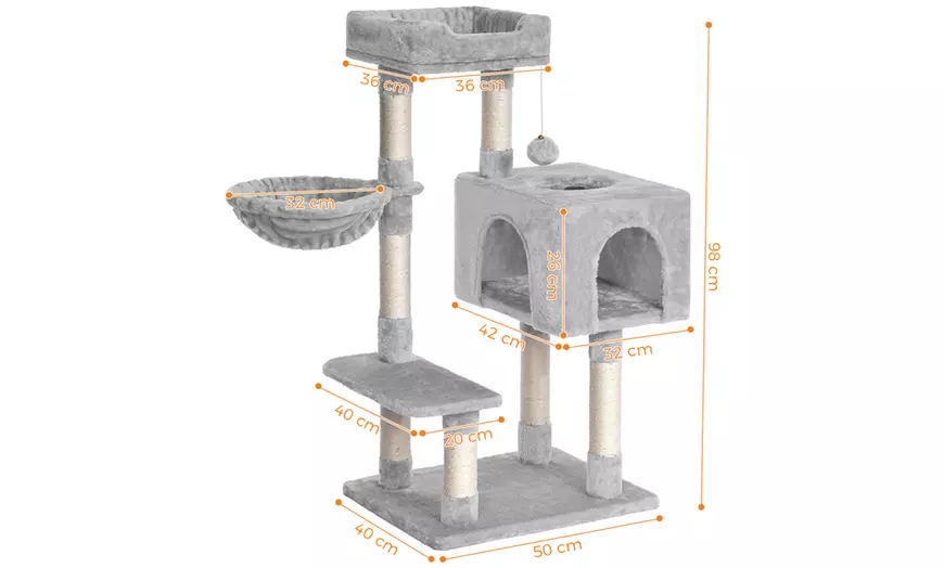 Image 20: Indoor Cat Tower Tree with Doors, Hammock and Scratching Post 