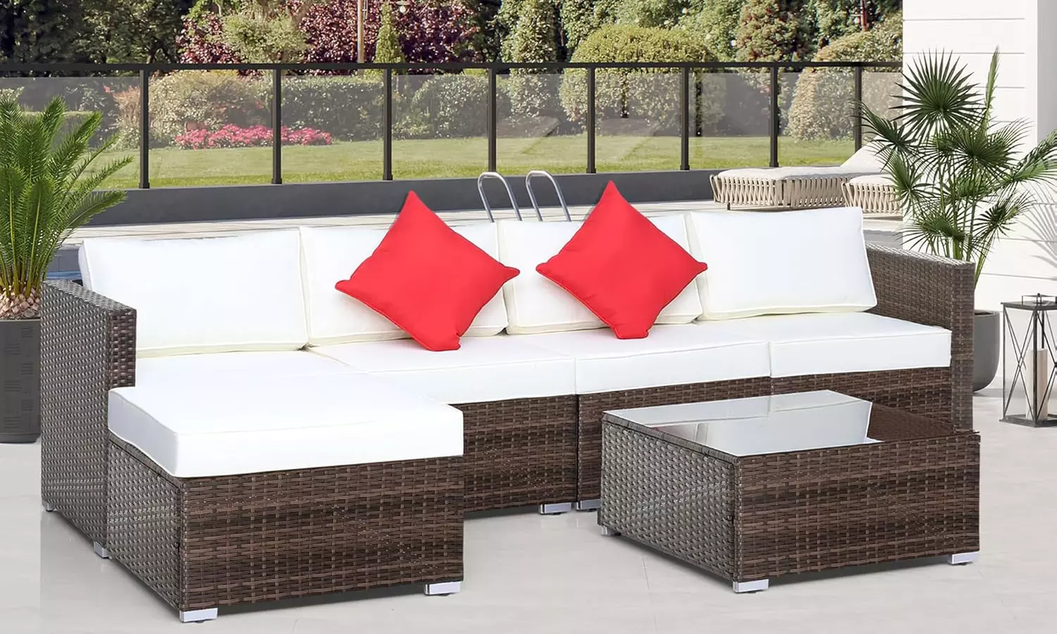 Outsunny Rattan-Effect Sofa Set, with a Coffee Table