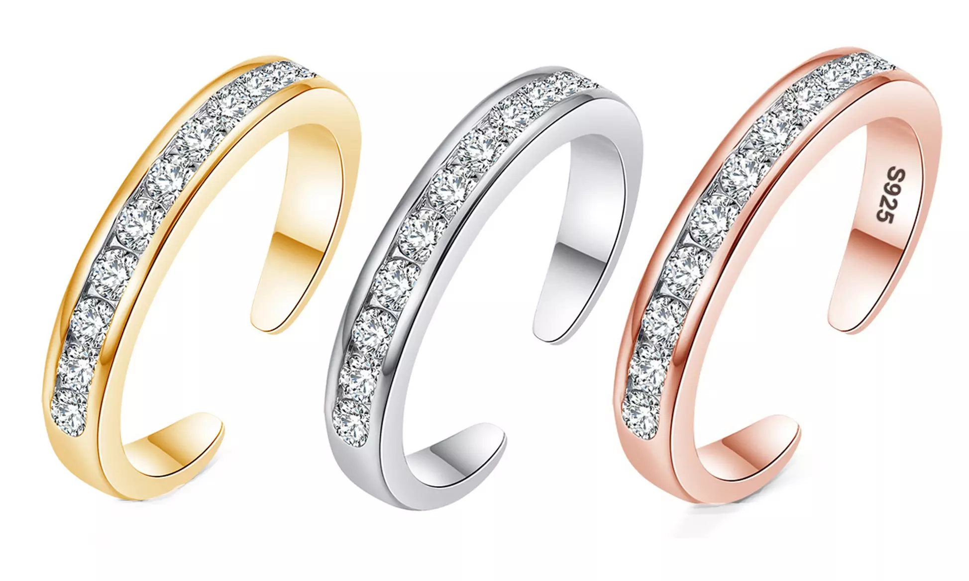 Sterling Silver Channel-Set Toe Ring with crystals from Swarovski