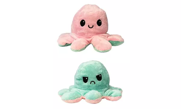 Octopus Pulpos Reversibles Verde Con Rosa Peluche Reversible