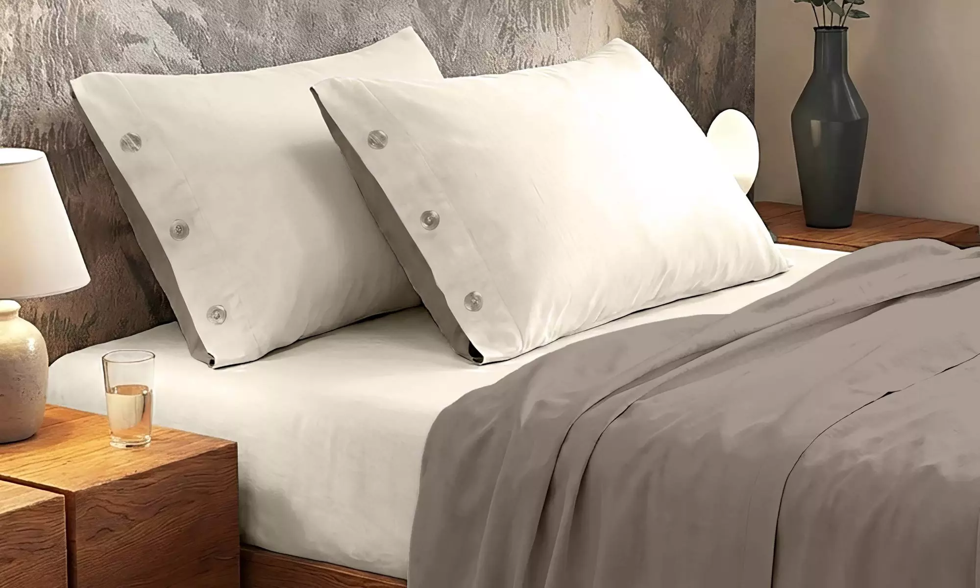 Completo lenzuola bicolore matrimoniale in cotone