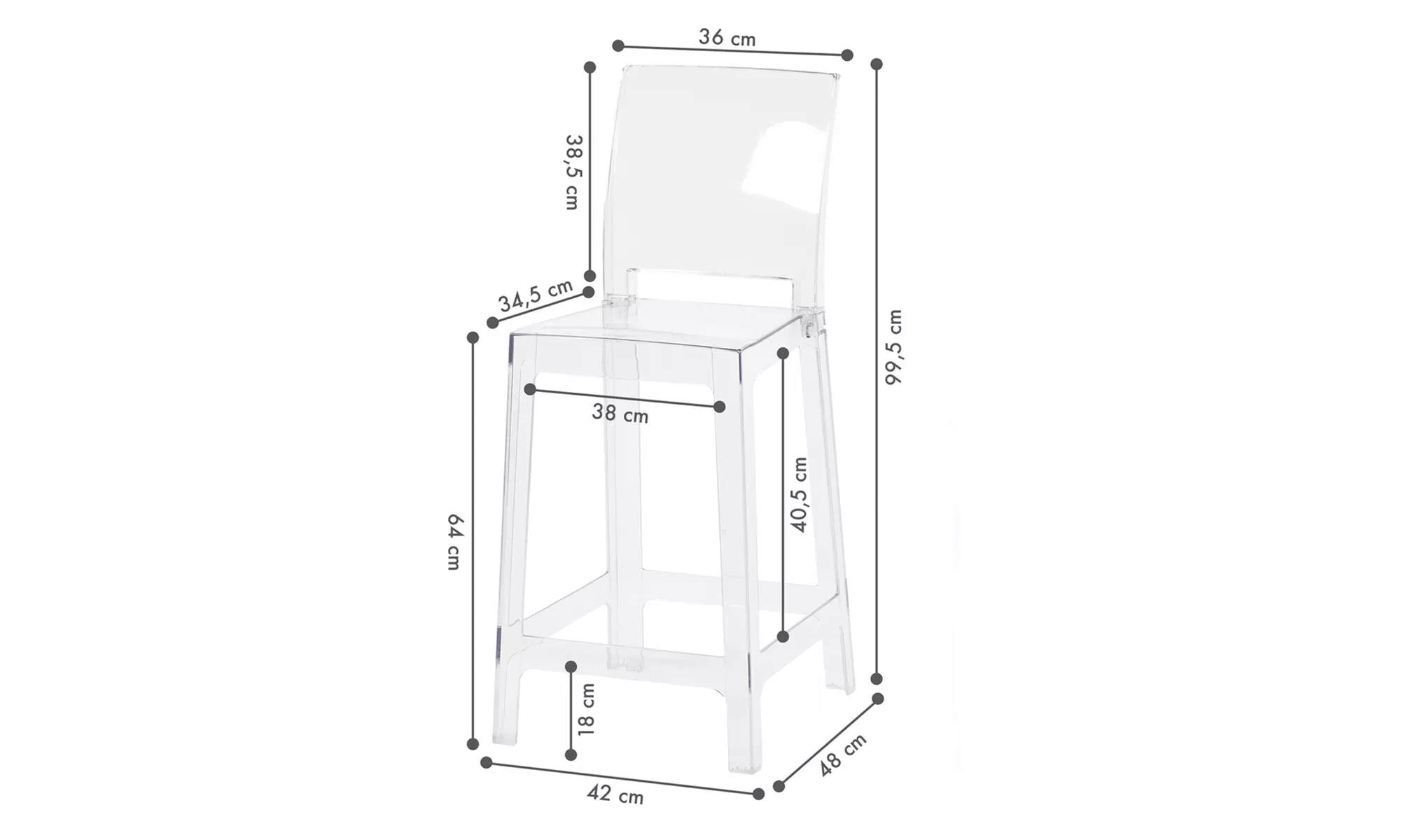 Coppia di sgabelli Aura in policarbonato trasparenti