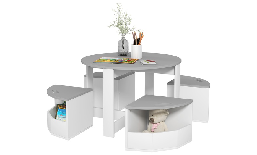 Image 2: AIYAPLAY 5-Piece Kids Table and Chairs Set