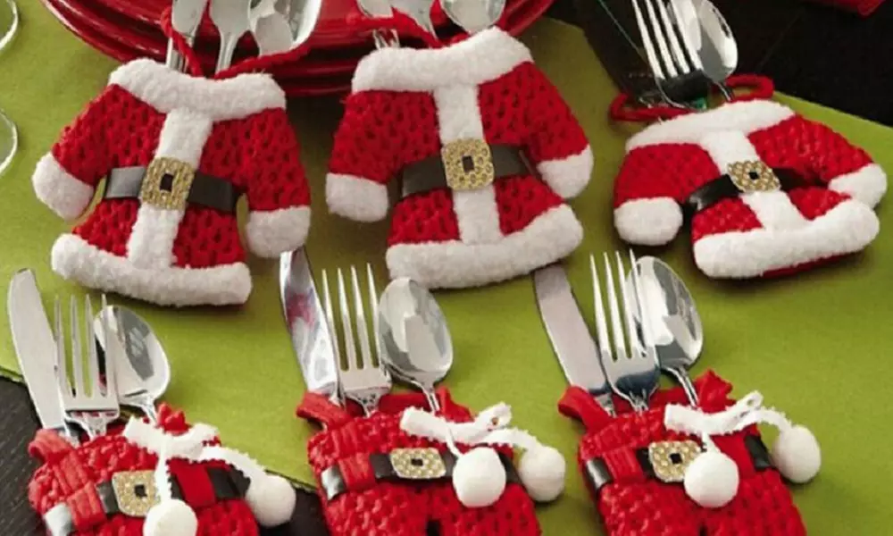 6x oder 12x Besteck-Halter im Weihnachtsmann-Design - Primary Image