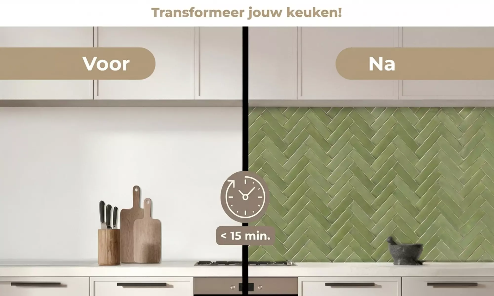 Zelfklevende keukenachterwand met stijlvolle glaslook