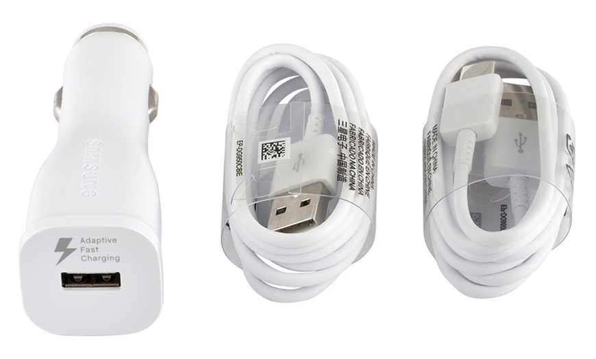 Image 4: Samsung Fast Car Charger with 2 USB C Type-C Cables for S8 S9 Plus Note 8