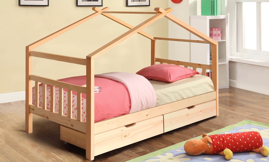Image 1: Milverton Children's Storage House Bed with Optional Tent and Mattress