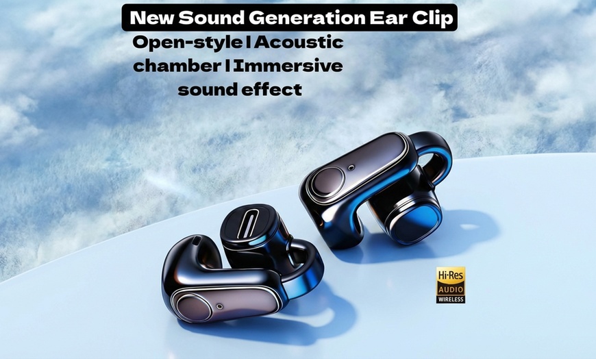 Image 6: Clip-on Noise-Canceling Wireless Bluetooth Earbuds