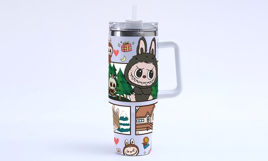Image 3: 40oz Labubu-Design Stainless Steel Tumbler with Straw
