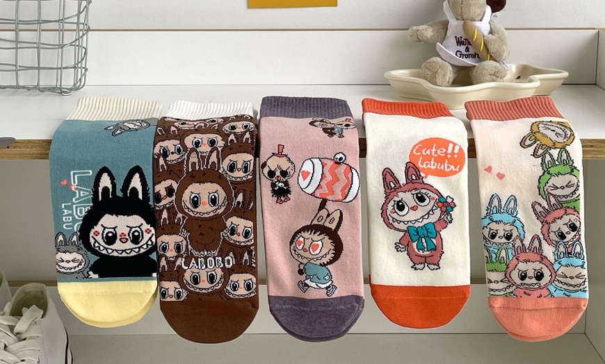 Image 4: Five Pairs of Labubu-Inspired Cotton Socks 