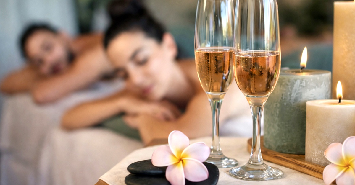 Ritual de masaje relajante en pareja con cava en Barcelona