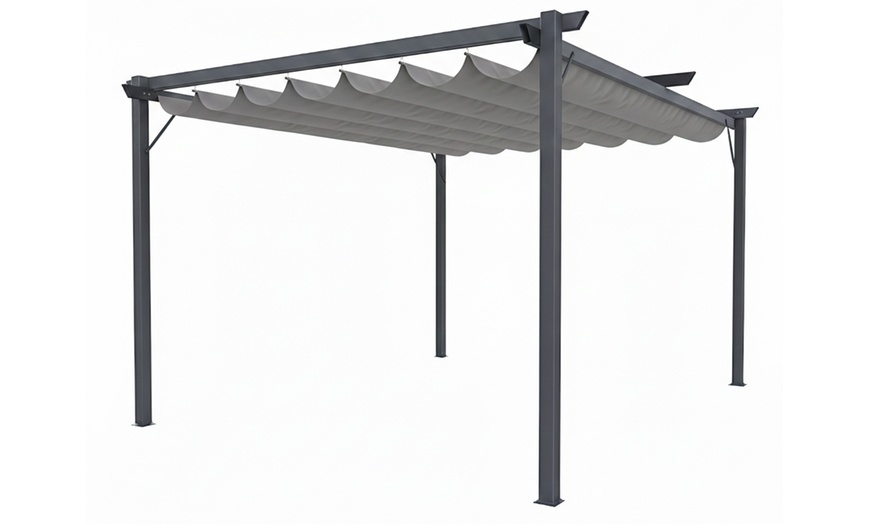 Image 13: Pergola da giardio in acciaio e telo retrattile