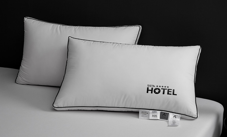 Image 31: 100% Cotton Five Star Hotel Pillow 2 Pack Set