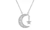 Crescent Moon Star Crystal Necklace Made With Crystals From Swarovski