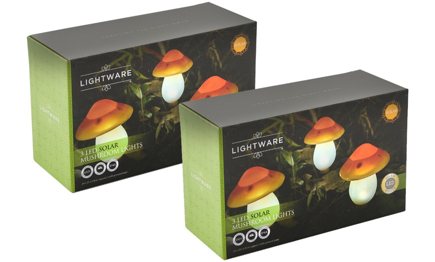 Image 14: Set of Three or Six Warm White Solar Mushroom Outdoor Garden Lights 