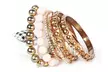 Retro Burnished Gold Inlaid Rhinestones Bangle Bracelet Set (7-Piece) - Second Medium