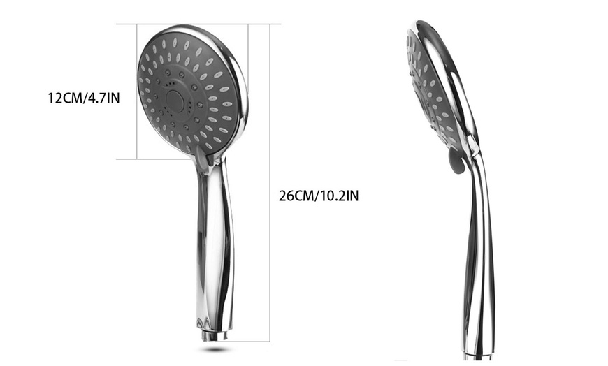 Image 8: Stainless Steel Ultra Luxury Powerful Handheld Shower 5 Spray Setting Controller