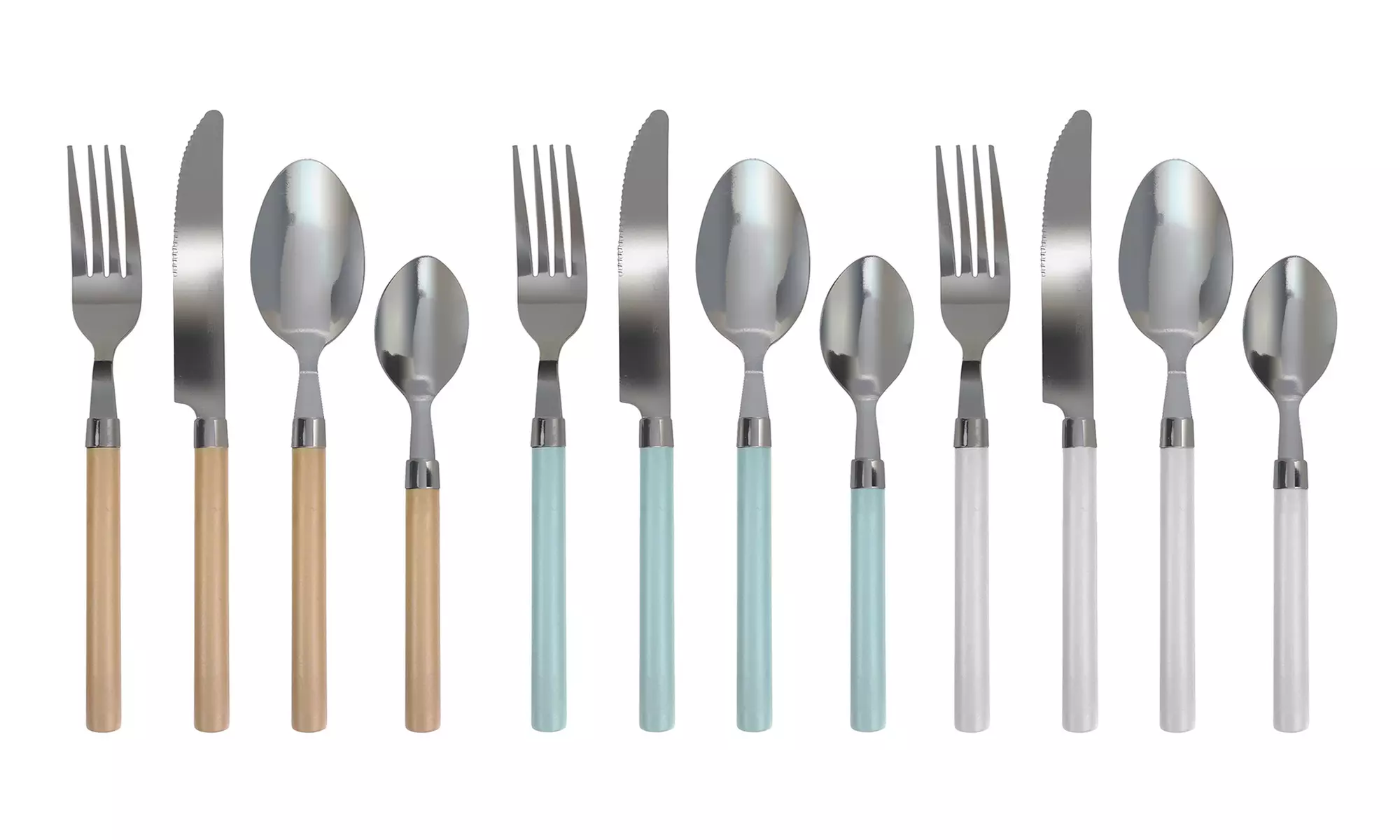 Set de 24 cubiertos de acero inoxidable con mango ergonómico en color a elegir - Primary Image