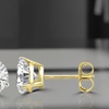 Image 1: 14K Yellow Gold Plated 4mm Round Cubic Zirconia Stud Earrings