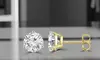 14K Yellow Gold Plated 4mm Round Cubic Zirconia Stud Earrings
