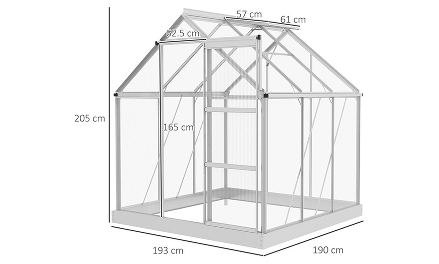 Image 7: Outsunny 6 x 6 ft Walk-In Polycarbonate Greenhouse