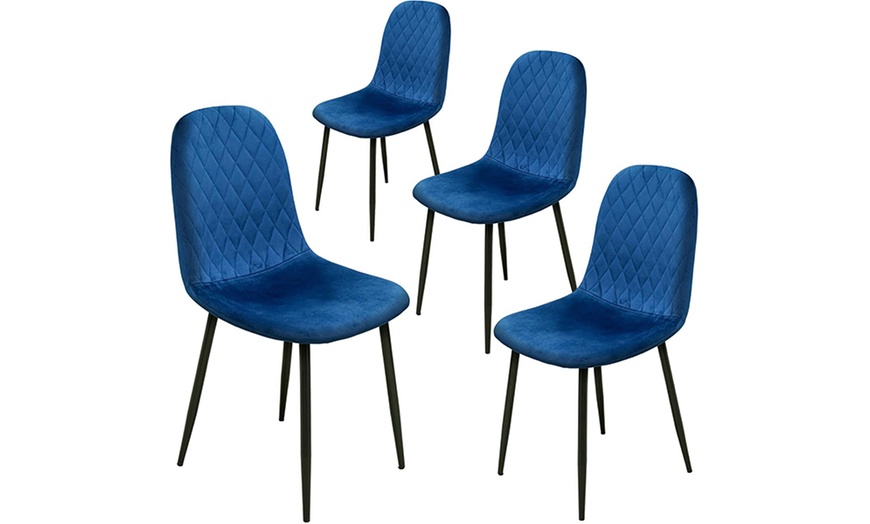 Image 7: Alivio Four-Piece Velvet Dining Chairs, Upholstered Curved Backrest