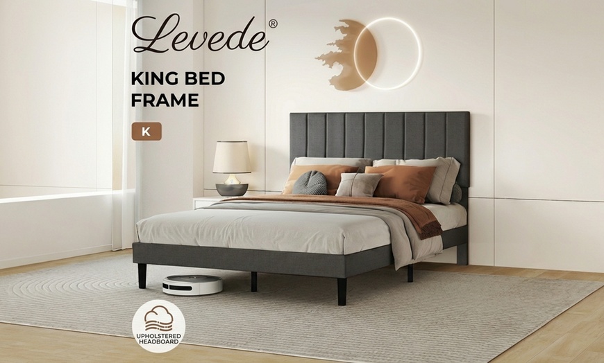 Image 8: Levede Minimalist Upholstered Bed Frame Collection