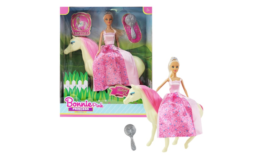 Image 1: 29cm Riding Princess Doll Set with Horse and Accessories