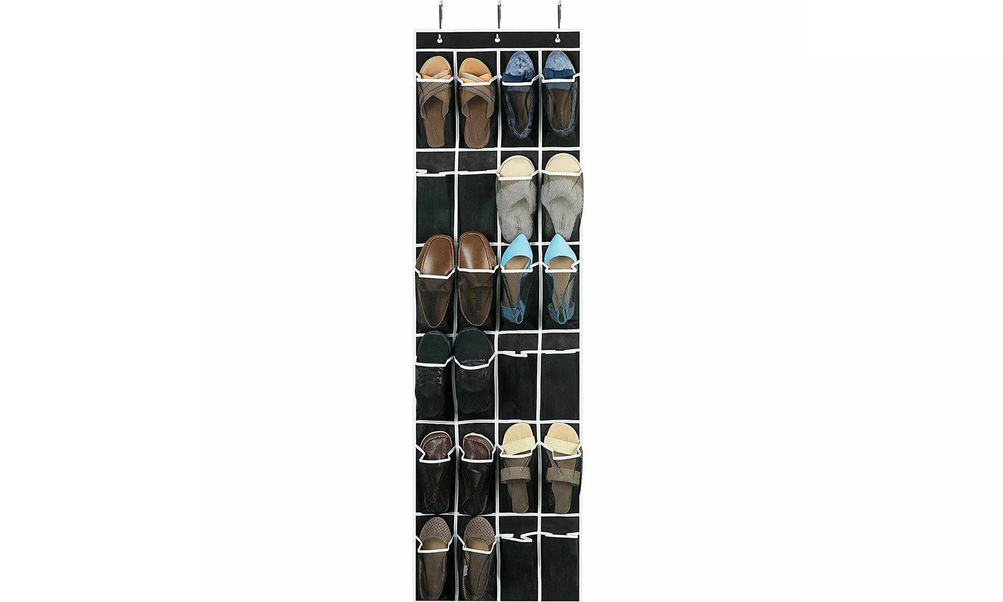 1-2 Pack 24 Wide Pockets Over the Door Shoe Organizer Hanging Shoe Holder