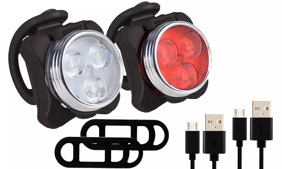 1, 2 Jeu de lampes de vélo imperméables rechargeables USB - Primary Image