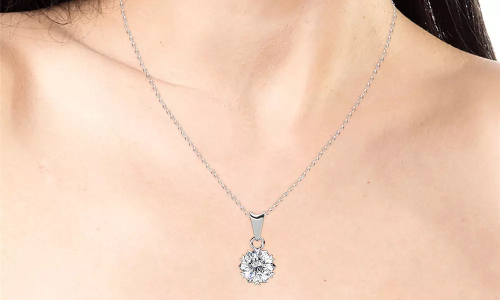 Pendentif en diamant moissanite 1 carat et argent sterling 925