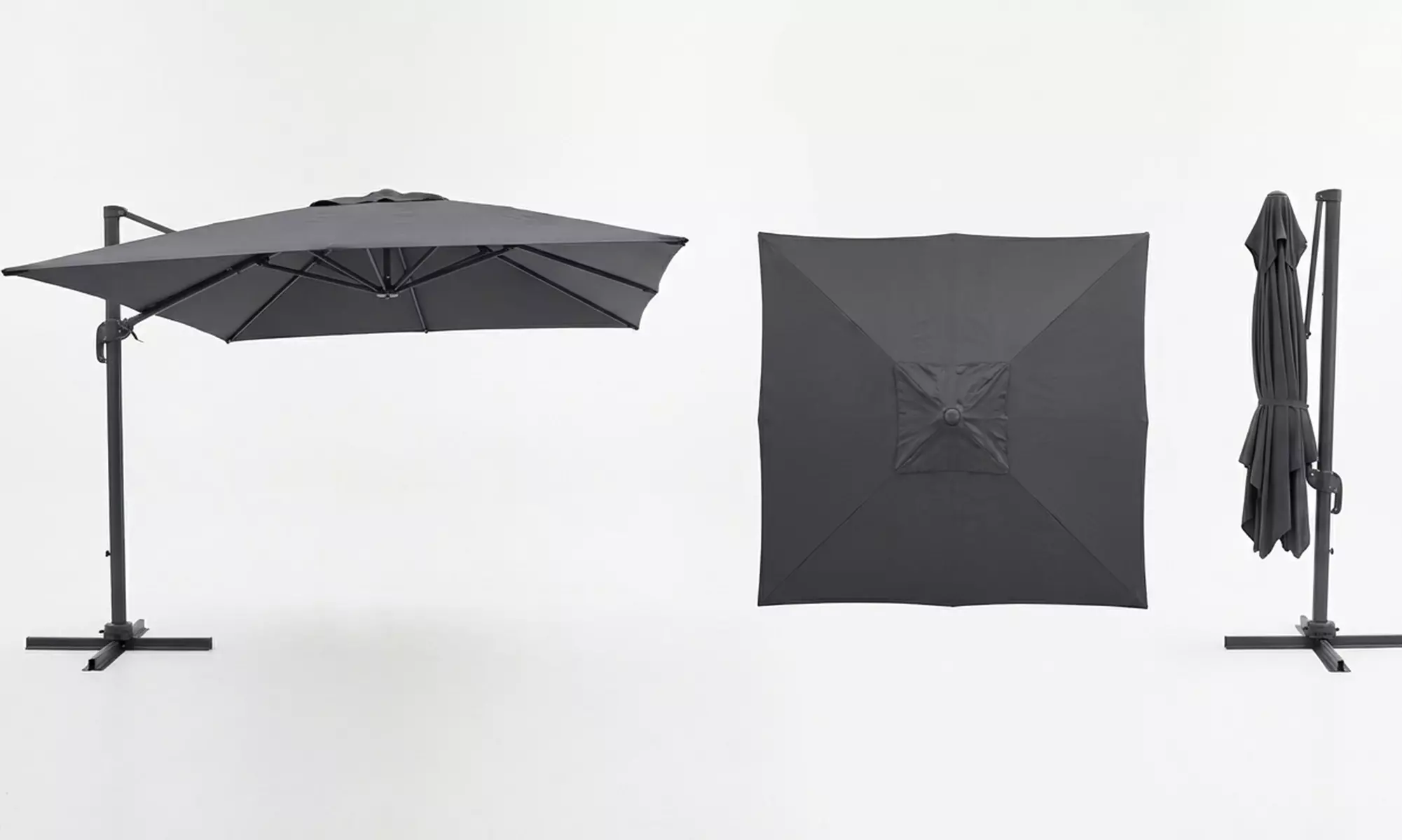 Outsunny 3m x 3m Cantilever Garden Parasol with 360° Rotation and Tilt