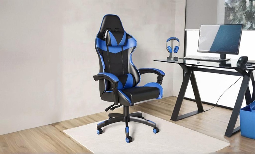 Image 1: Fauteuil gaming ergonomique avec repose-pieds